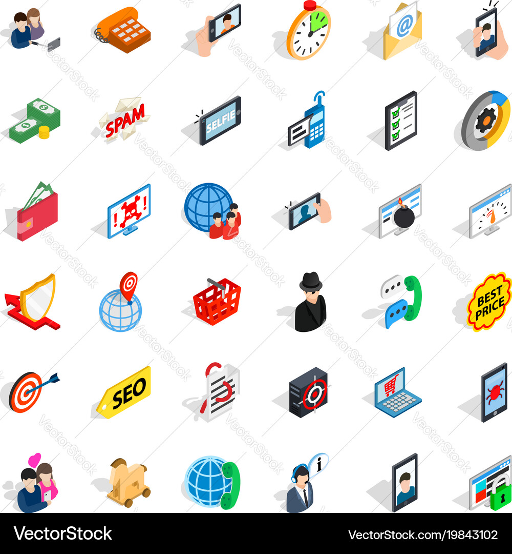 Wireless telecom icons set isometric style Vector Image
