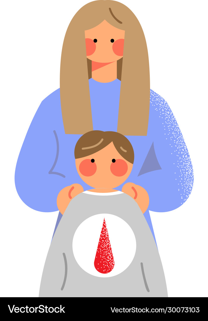 Adult female donor gives blood to child Adult female donor gives blood to child vector image