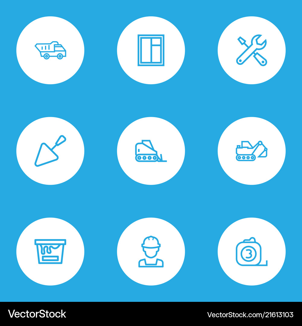 Architecture icons line style set with service Architecture icons line style set with service vector image