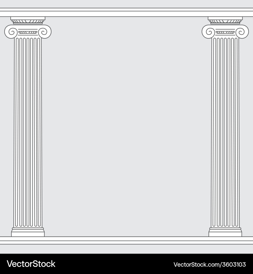 Black and white line drawing ionic order columns vector image