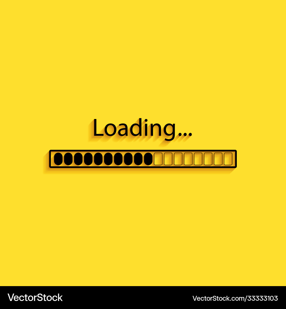 Black loading icon isolated on yellow background Black loading icon isolated on yellow background vector image