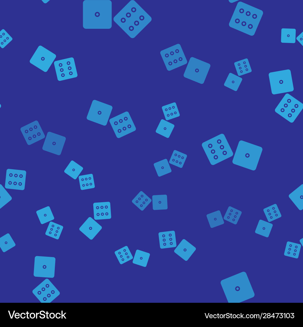 Blue game dice icon isolated seamless pattern Vector Image