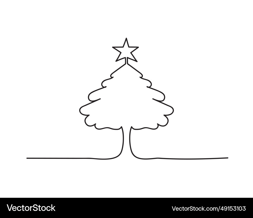 Christmas tree continuous one line icon Christmas tree continuous one line icon vector image