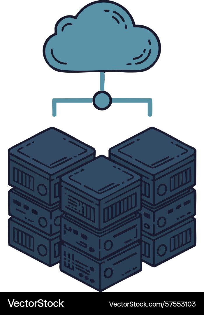 Cloud computing data centers network connection vector image