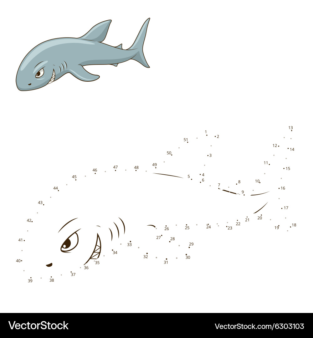 Connect the dots to draw game shark vector image