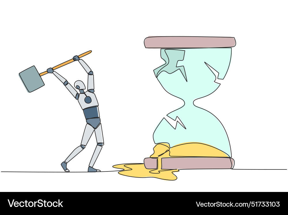 Continuous one line drawing robot preparing Continuous one line drawing robot preparing vector image