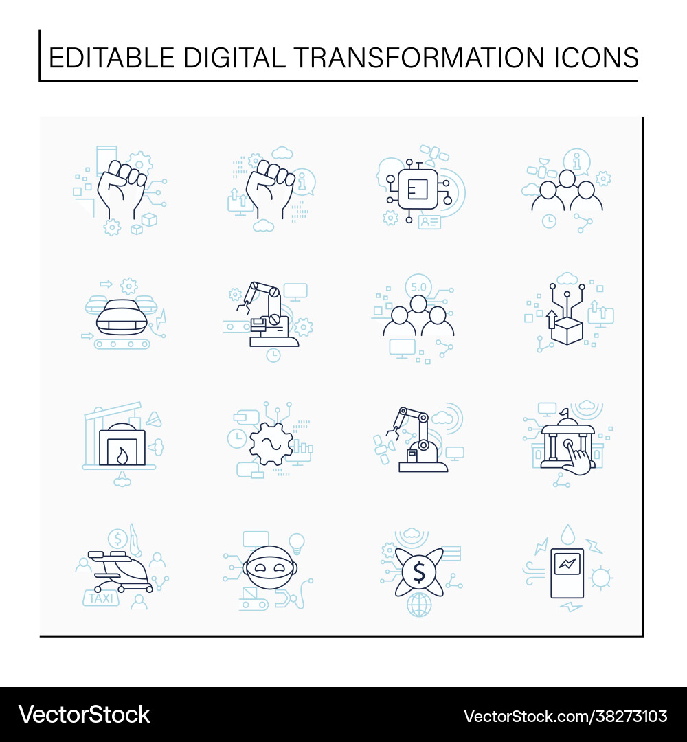 Digital transformation line icons set Digital transformation line icons set vector image