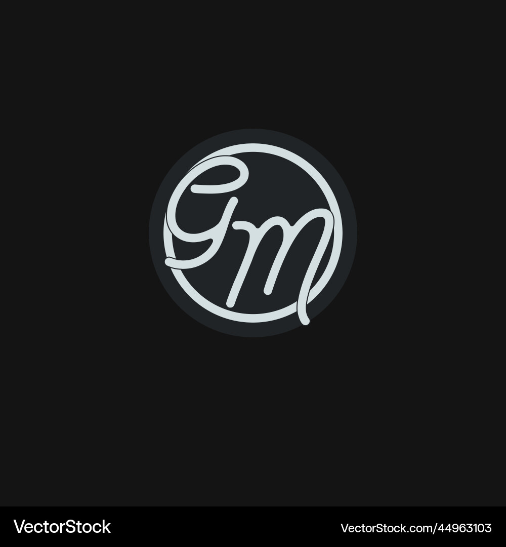 Initials gm logo monogram with simple circle line vector image