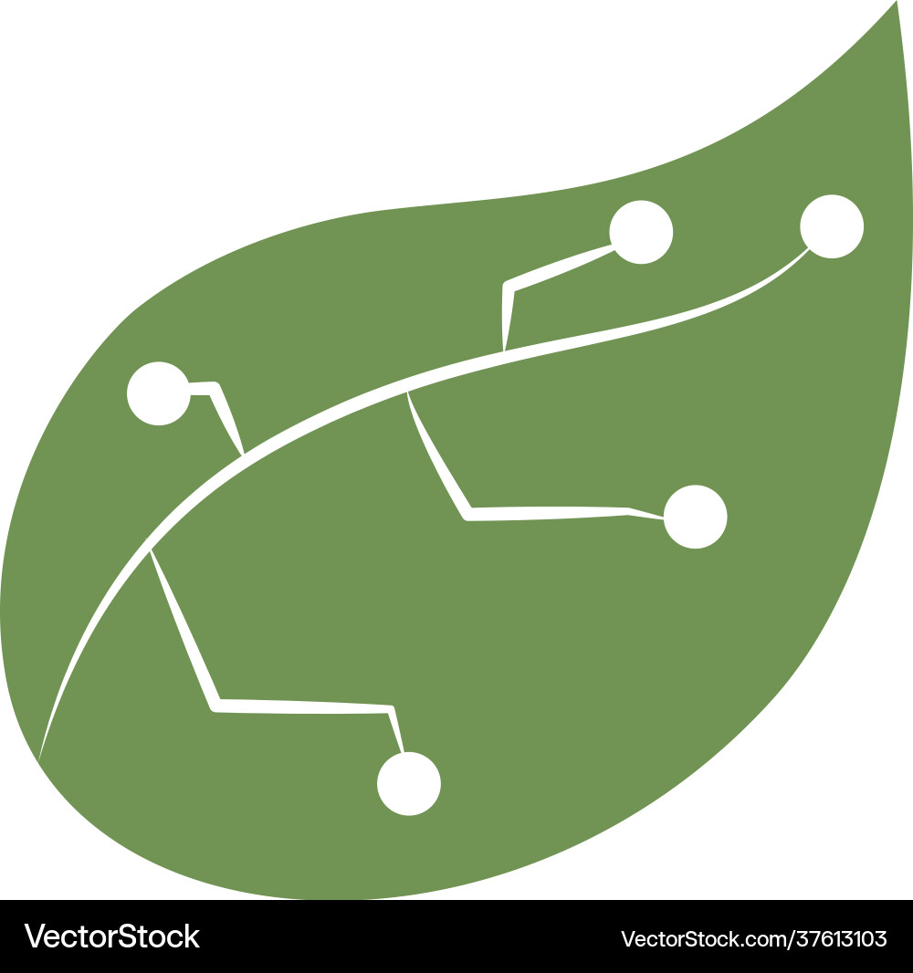 Leaf with microchip Vector Image