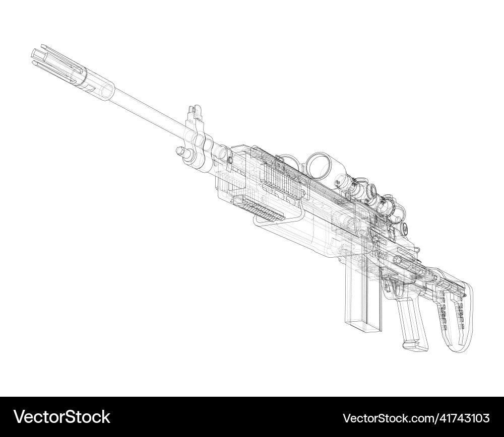 Machine gun rendering of 3d Vector Image