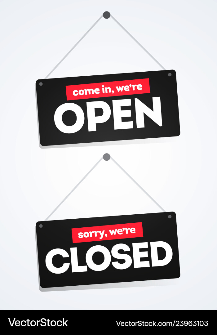 Open & Closed Door Signs Royalty Free Vector Image