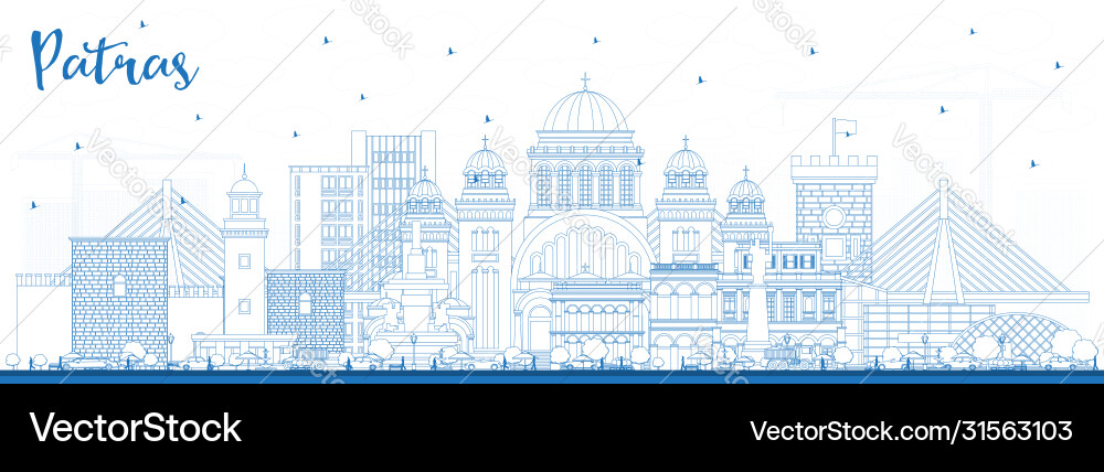 Outline patras gierige Stadt Skyline mit blau Outline patras gierige Stadt Skyline mit blau vektorbild