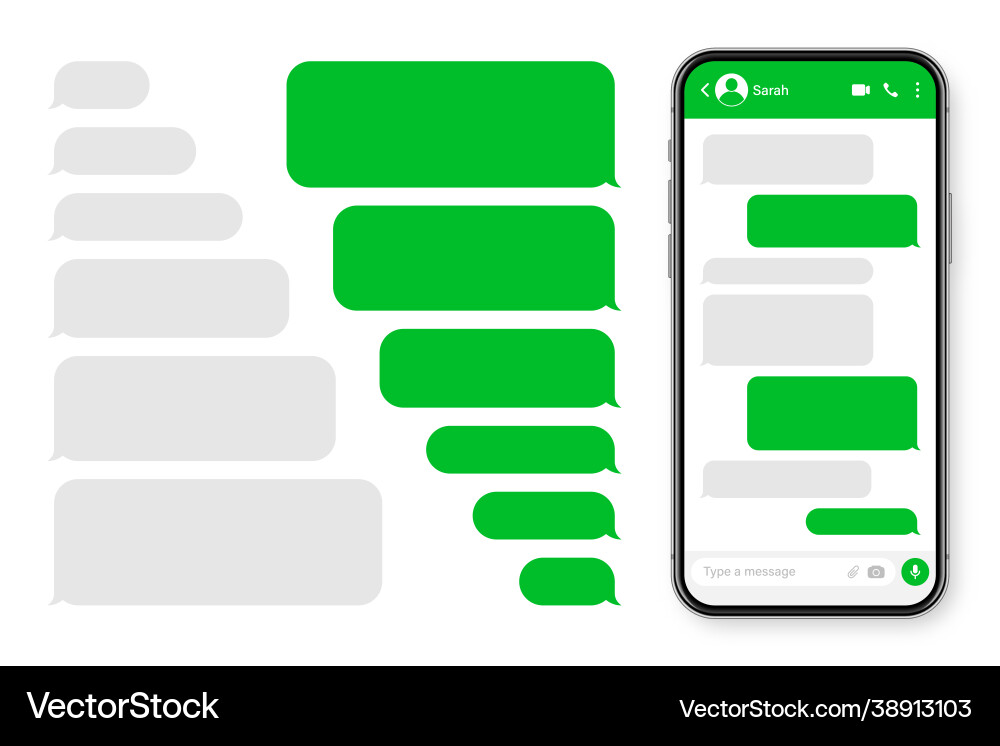 Realistic smartphone with messaging app blank sms Realistic smartphone with messaging app blank sms vector image