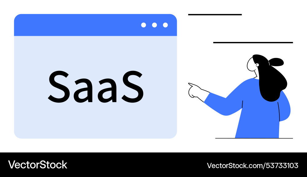 Saas concept with web browser window and business Saas concept with web browser window and business Vector Image
