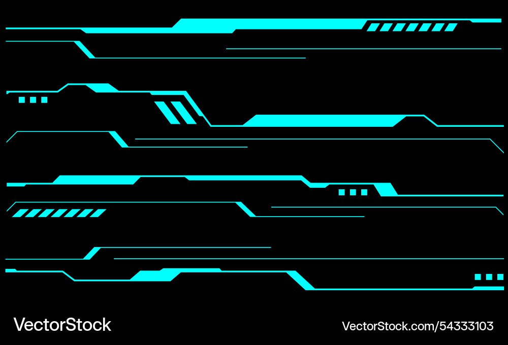 Set of sci fi blue cyber line user interface Set of sci fi blue cyber line user interface vector image