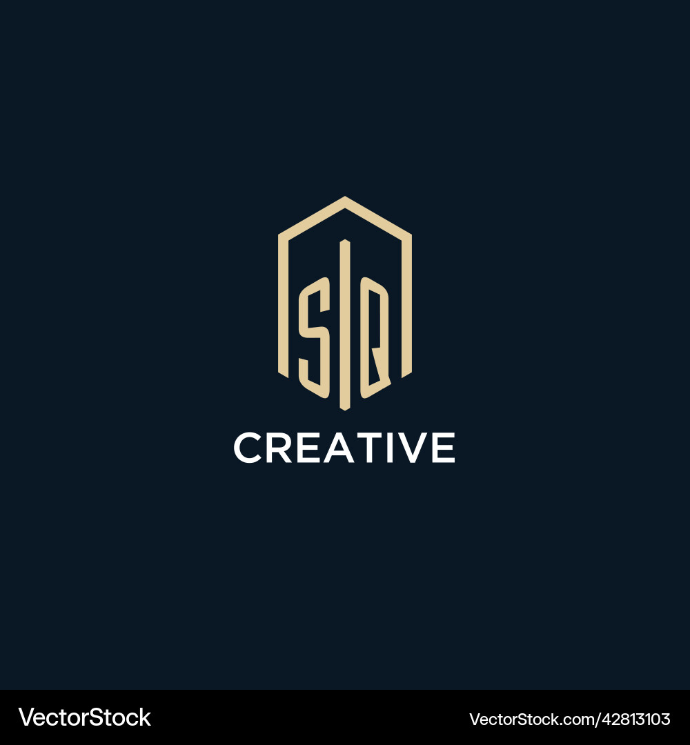 Sq initial monogram logo with hexagonal shape Sq initial monogram logo with hexagonal shape Vector Image