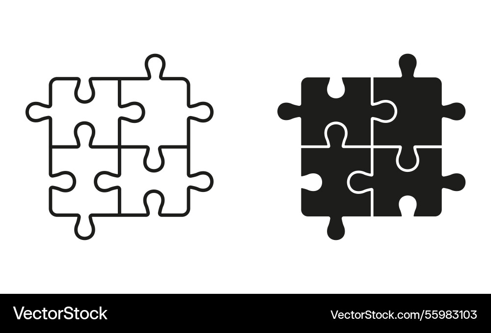 Square puzzle logic game teamwork idea concept Square puzzle logic game teamwork idea concept vector image