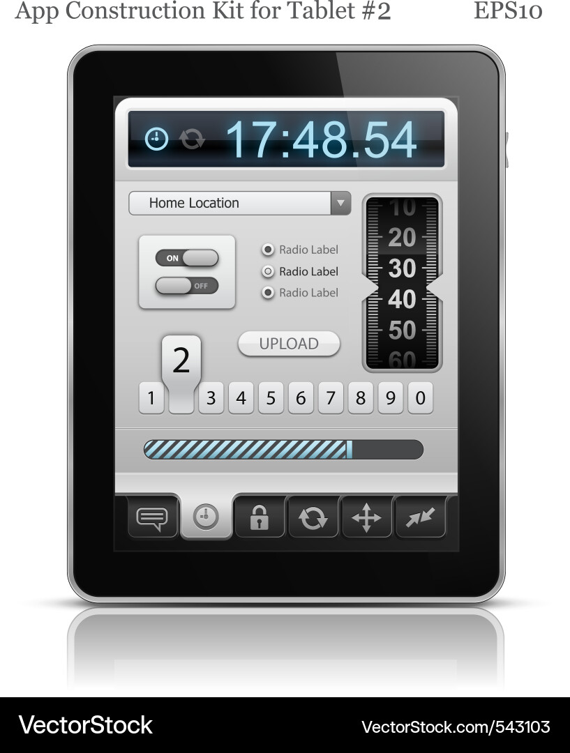 Tablet UI Elements - User Interface Template vector image