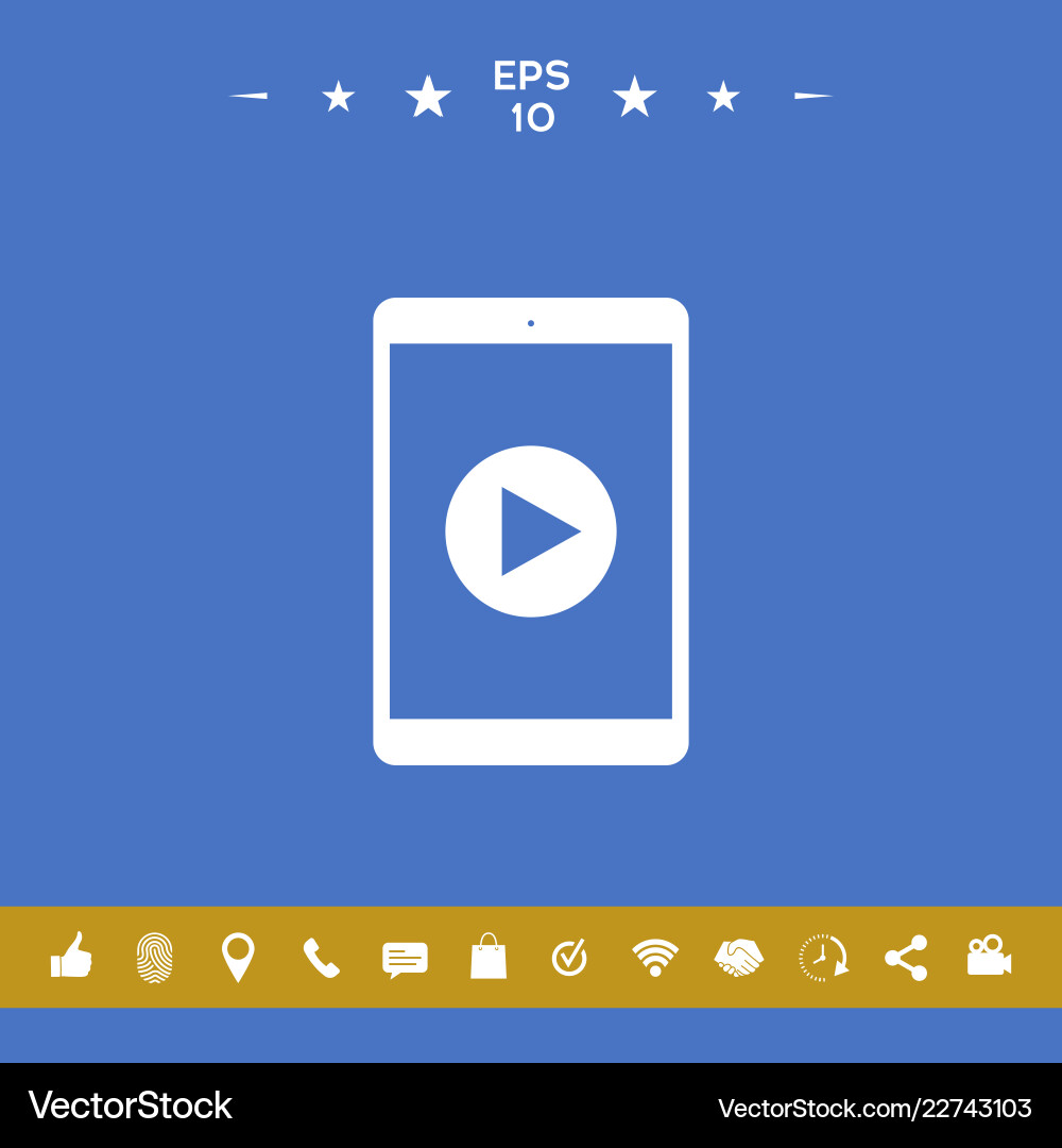 Tablet with play button icon Tablet with play button icon vector image