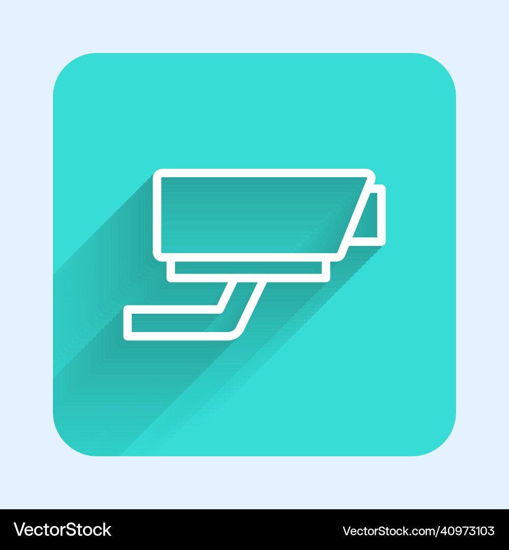 White line security camera icon isolated with long White line security camera icon isolated with long vector image