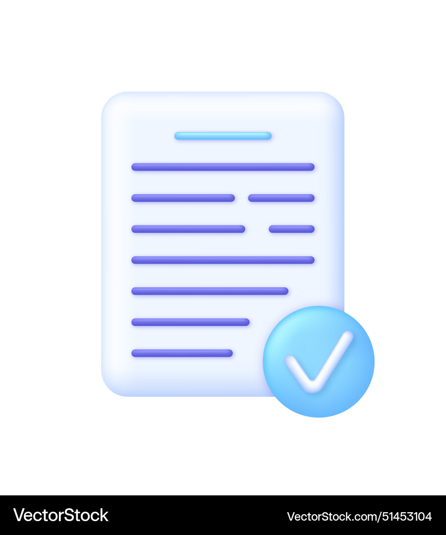 3d document icons set with check mark 3d document icons set with check mark vector image