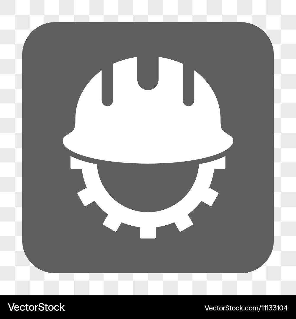 Development hardhat rounded square button vector image