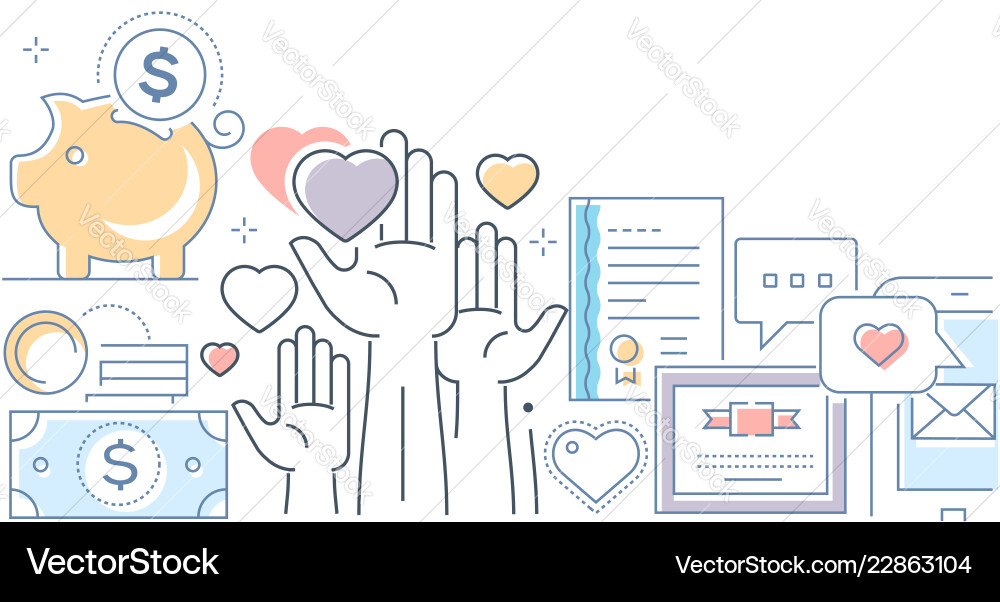 Fundraising Concepts - Line Art Vector Image