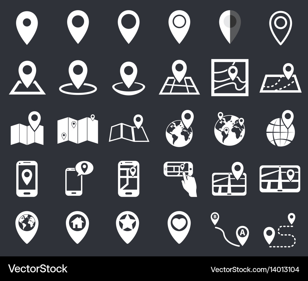 GPS Pointer Icon Set - Standort Navigation vektorbild