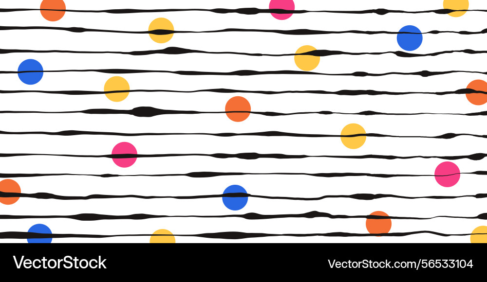Hand drawn background with lines and colorful dots Vector Image