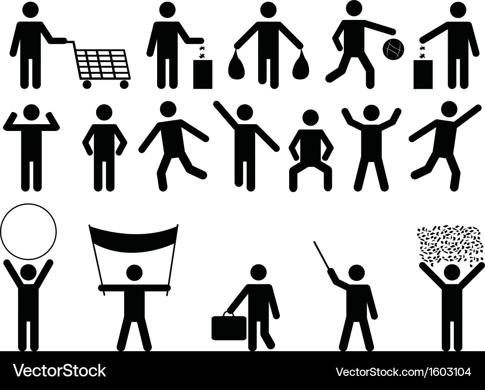 Human pictograms with different objects vector image