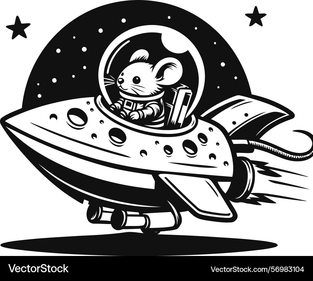 Mouse astronaut in a rocket ship exploring space Mouse astronaut in a rocket ship exploring space Vector Image