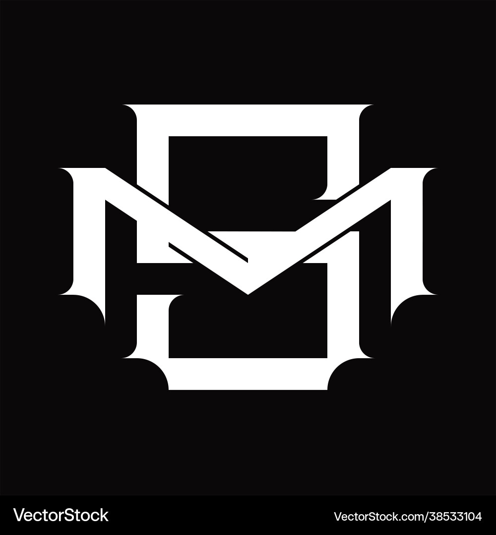 Ms logo monogram with vintage overlapping linked Vector Image