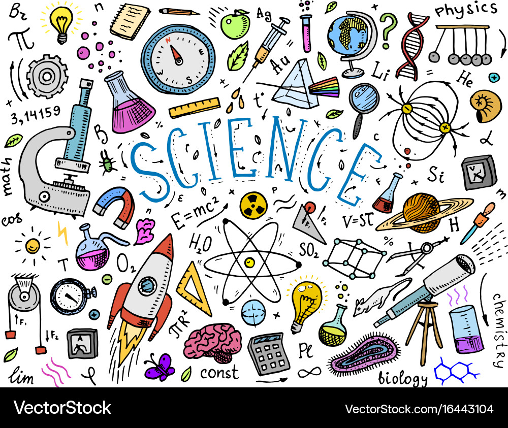 Scientific Equations & Lab Sketch Vector Image