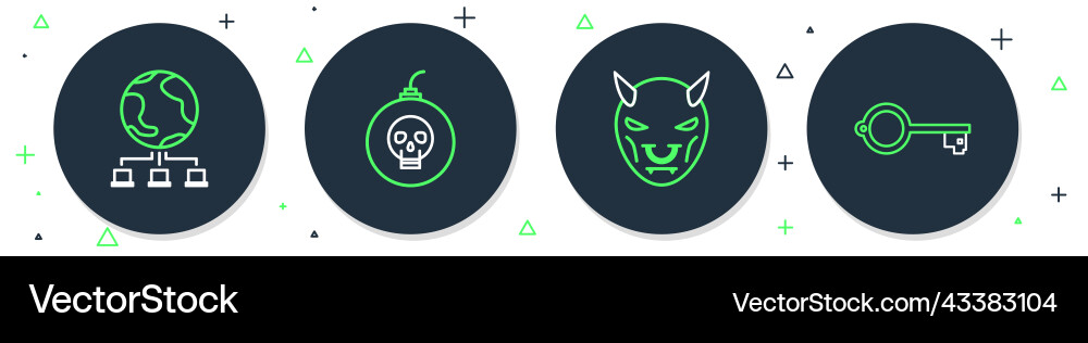 Set line bomb ready to explode mask of the devil Set line bomb ready to explode mask of the devil vector image