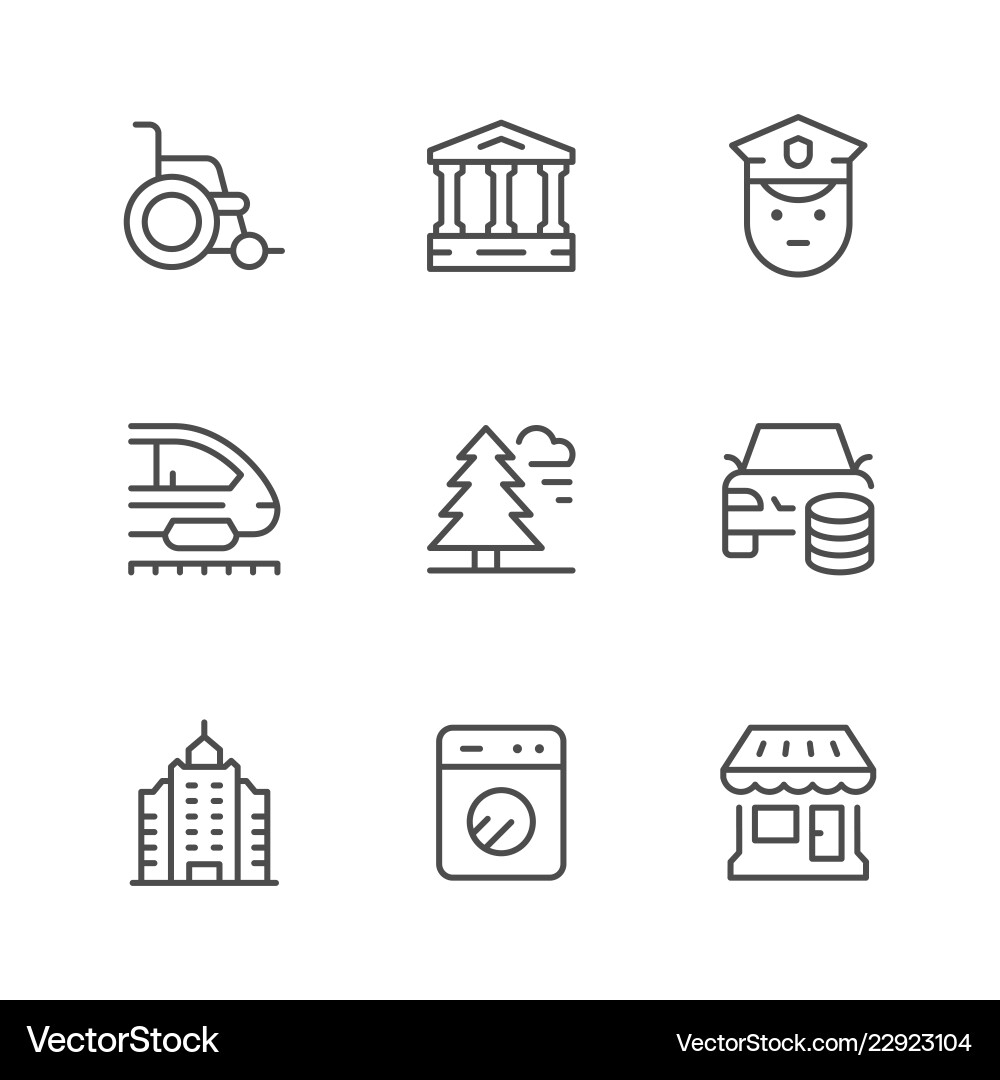 Set line icons of public navigation Set line icons of public navigation vector image