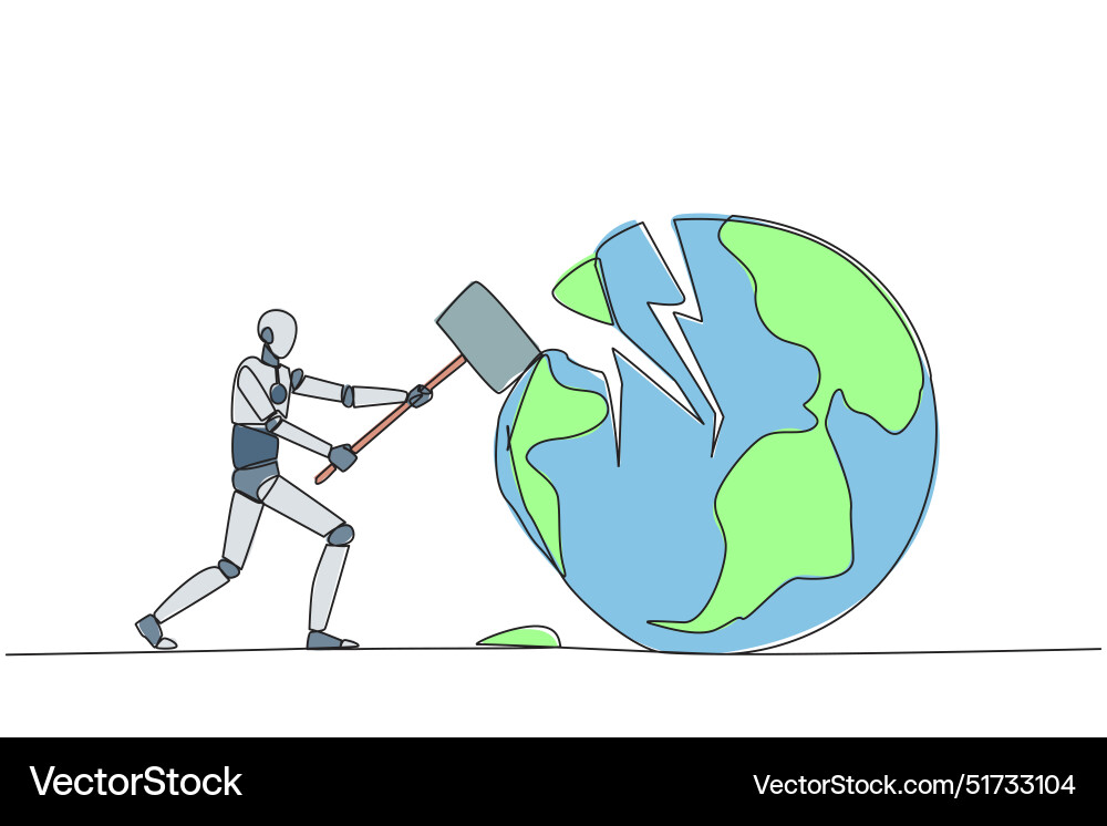 Single continuous line drawing smart robotic Single continuous line drawing smart robotic vector image