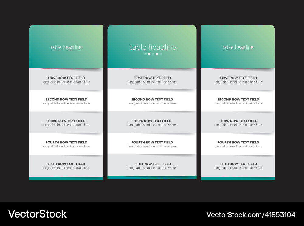 Table design template schedule price tab vector image
