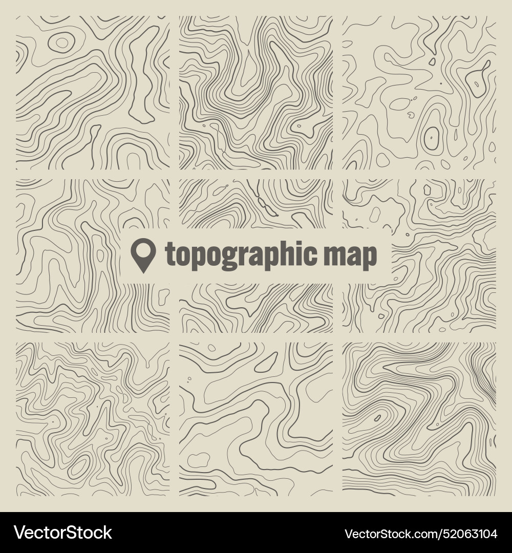 Topographic map with contour lines geographic Topographic map with contour lines geographic vector image