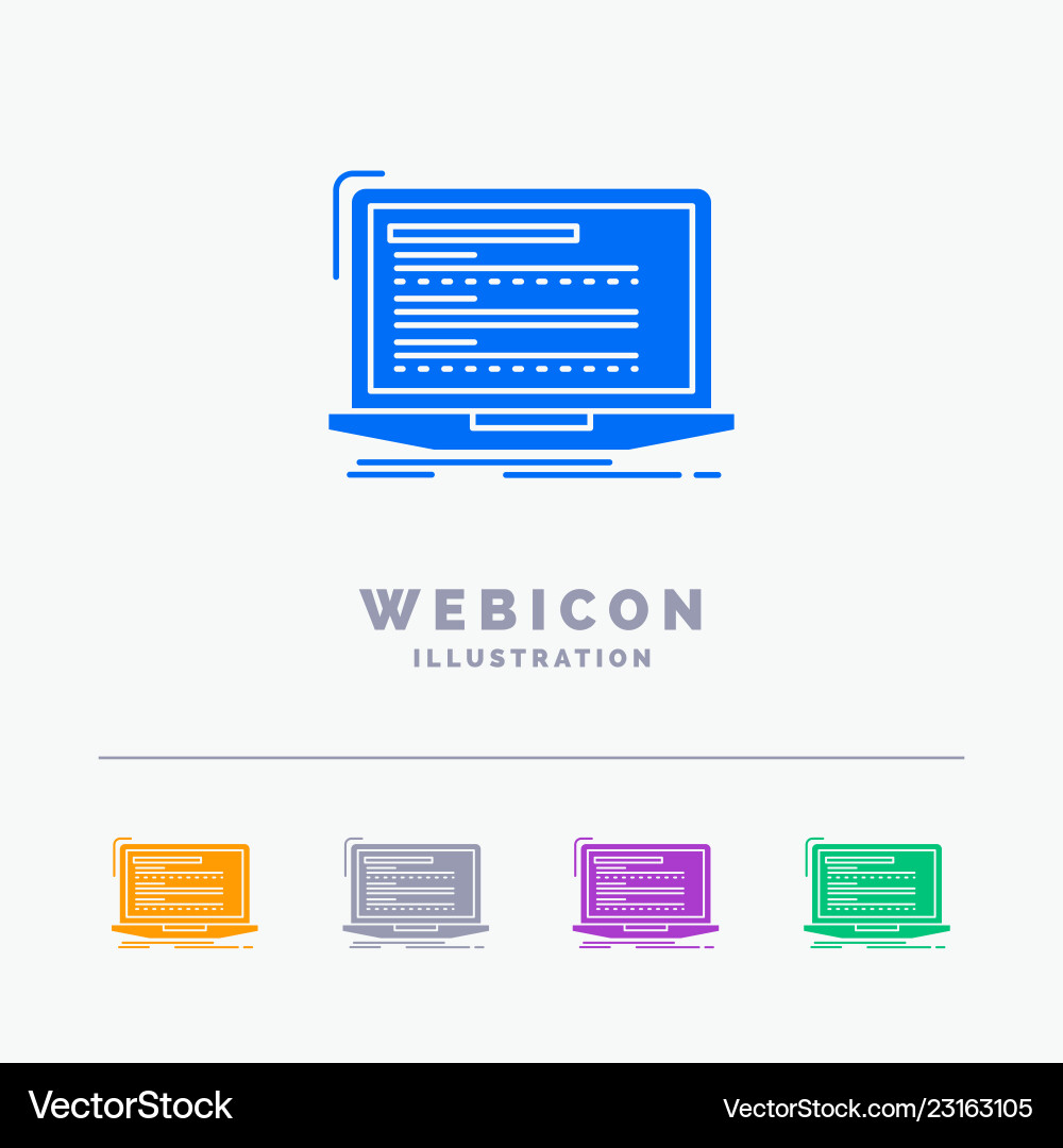 5 Color Coding Laptop Icons Vector Image