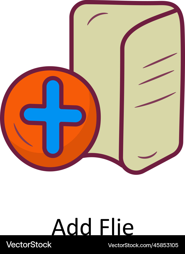 Add file solid fill outline icon design Vector Image