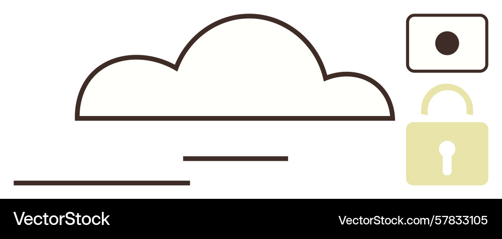 Cloud storage with lock symbol highlighting data Vector Image