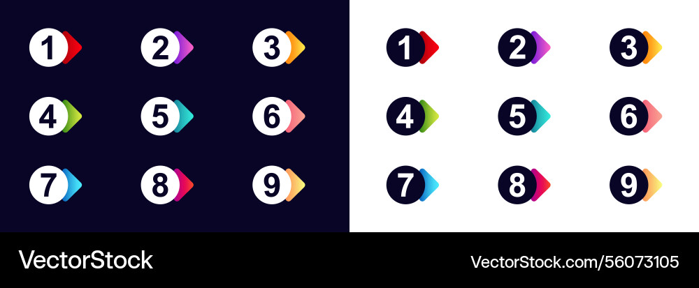 Colorful numbered bullet points for lists vector image