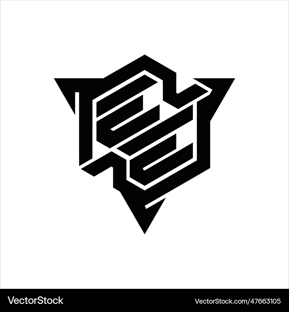Ee logo monogram hexagon shape with triangle Ee logo monogram hexagon shape with triangle Vector Image
