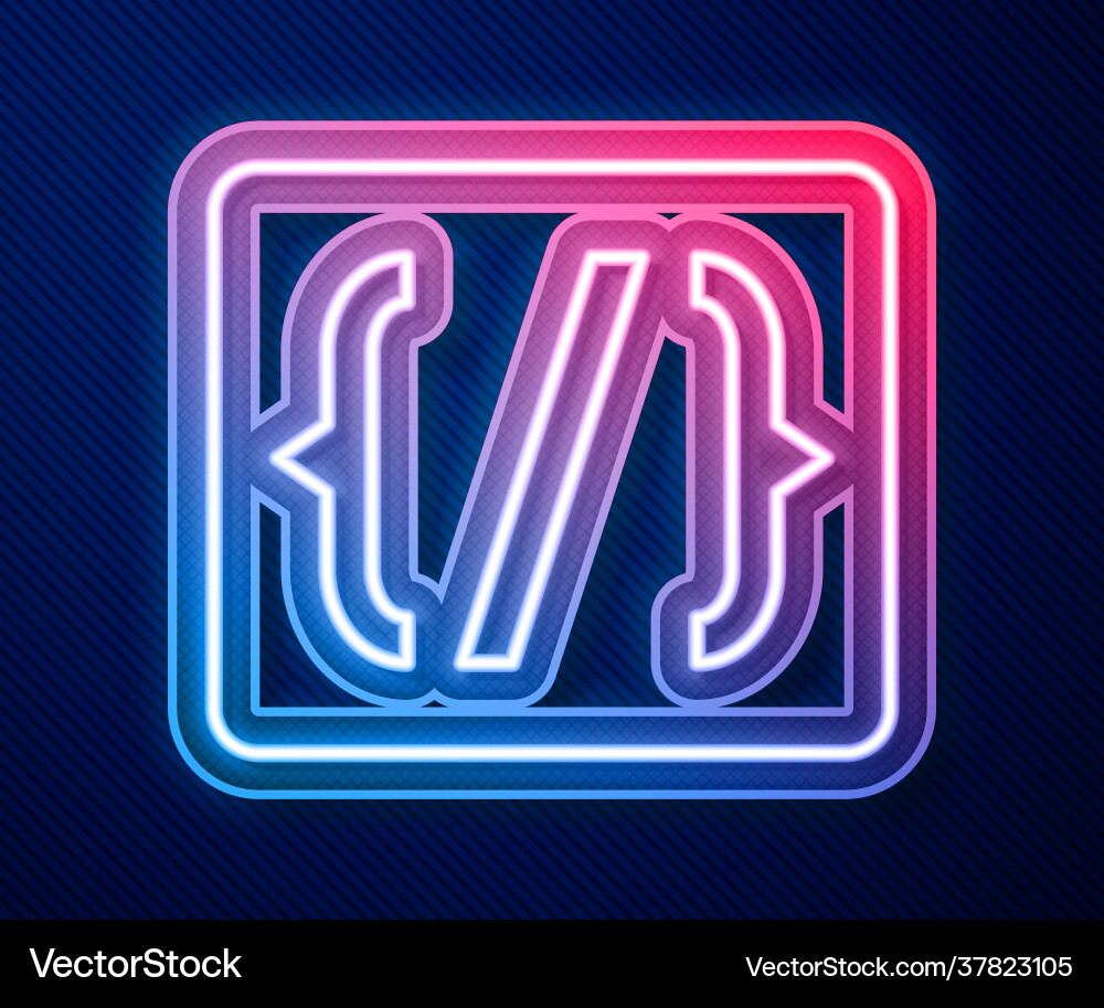 Glowing neon line Programmiersprache Syntax-Symbol Glowing neon line Programmiersprache Syntax-Symbol vektorbild