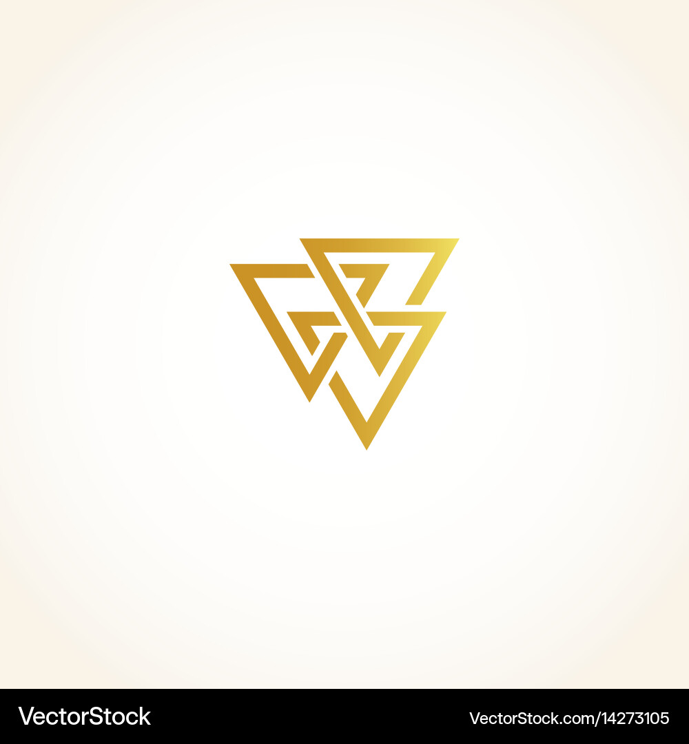 Isolated abstract golden color triangles contour Vector Image