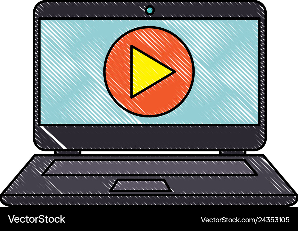 Laptop with media player button vector image