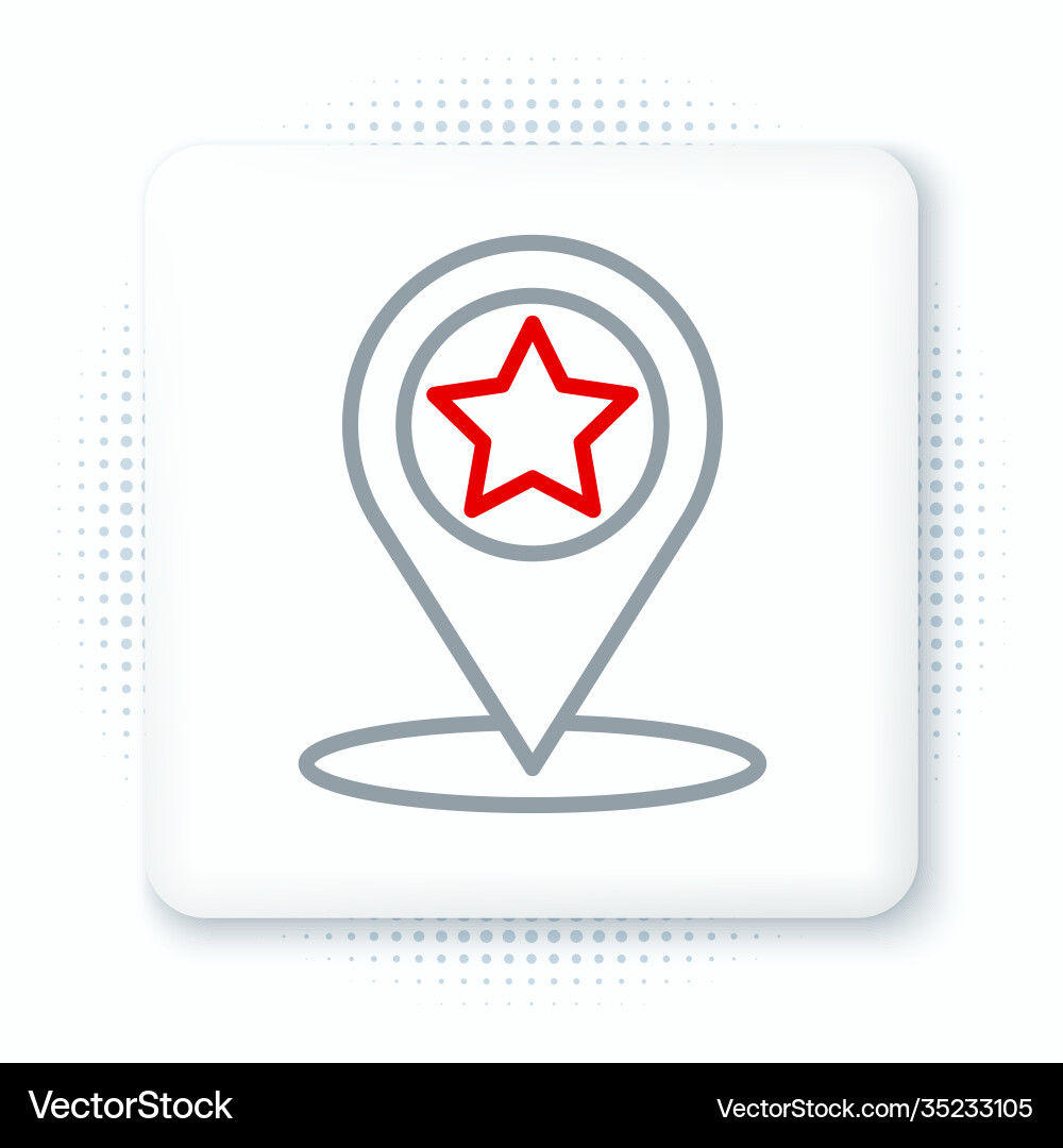Line map pointer with star icon isolated on white Line map pointer with star icon isolated on white vector image