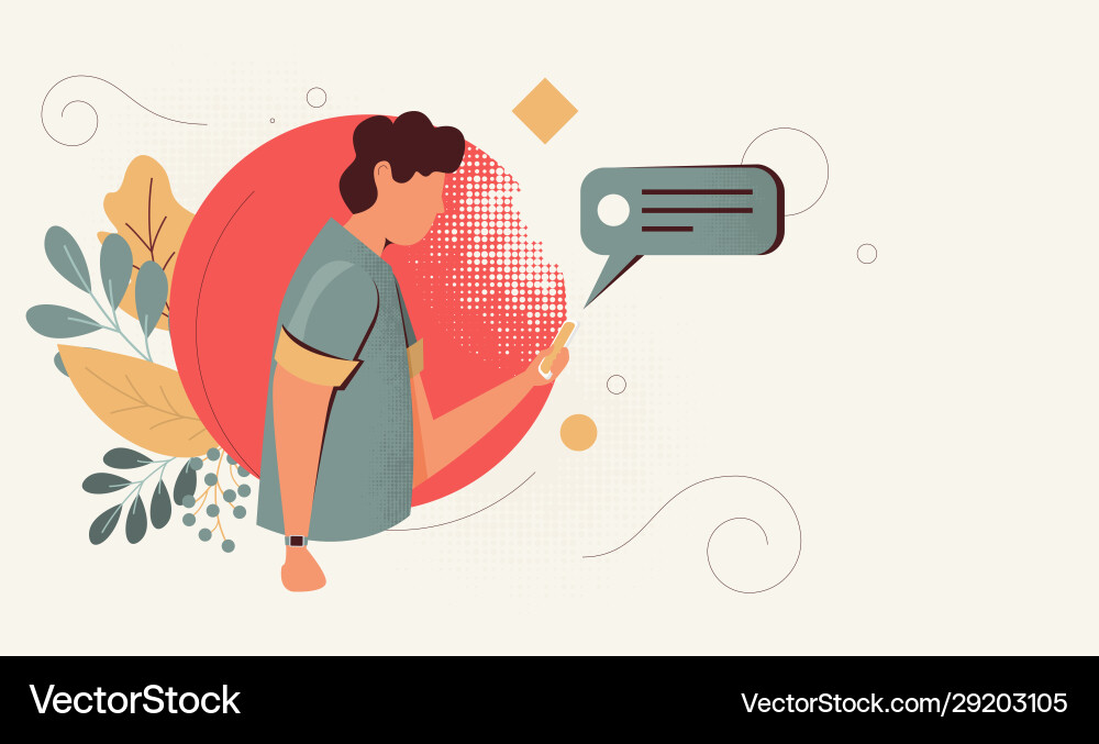 Man with gadgets - flat design style character Vector Image
