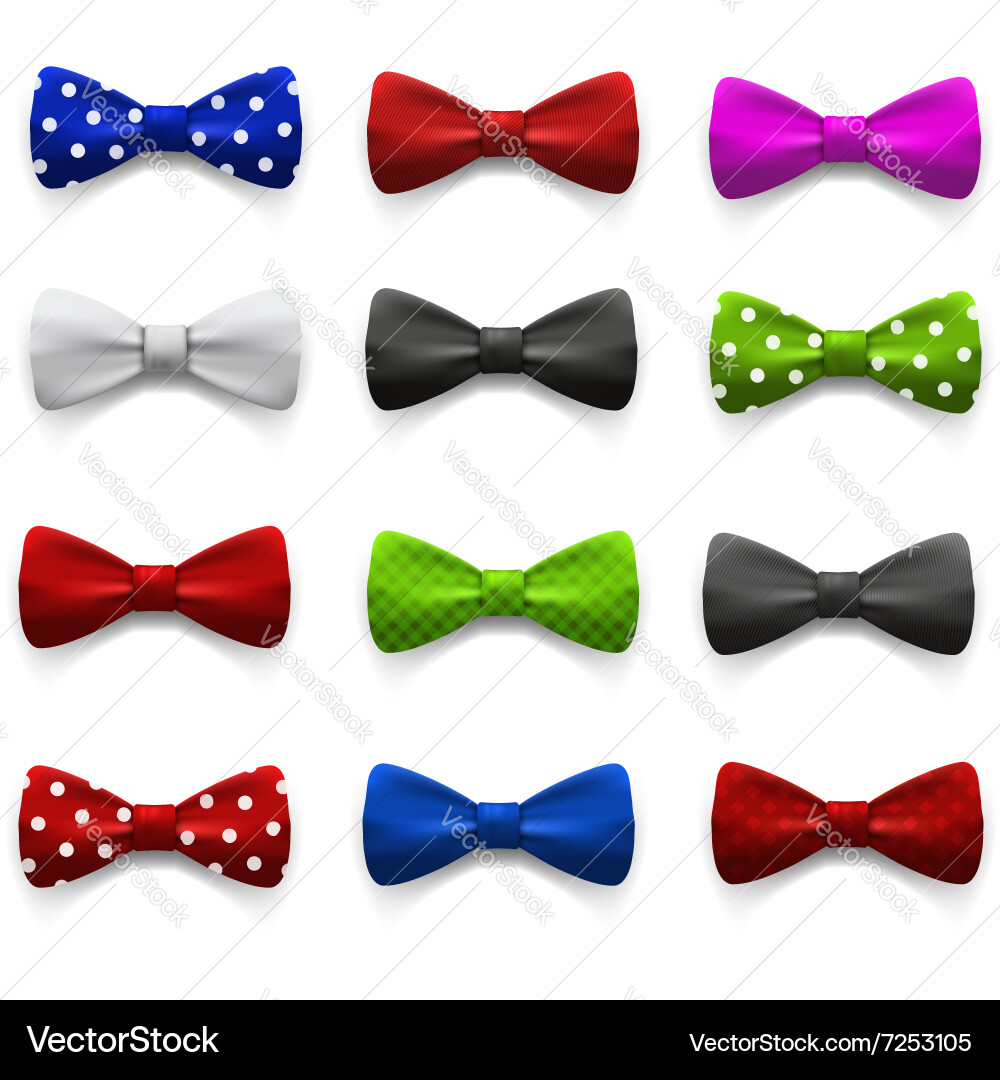 Multicolor Bow Ties - Set of Patterns vector image