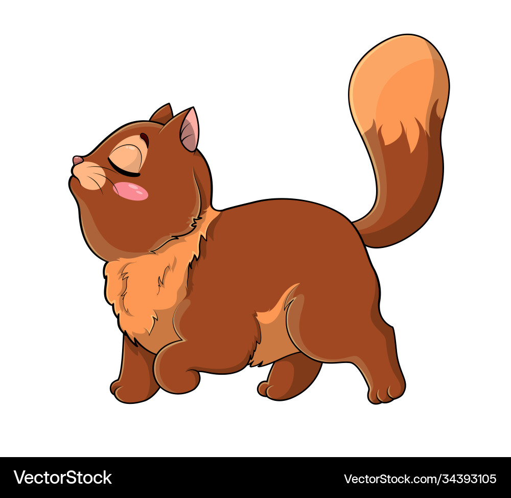 Süße schwanzige kleine Cartoon Katze mit Schwanz hoch gehalten Süße schwanzige kleine Cartoon Katze mit Schwanz hoch gehalten vektorbild